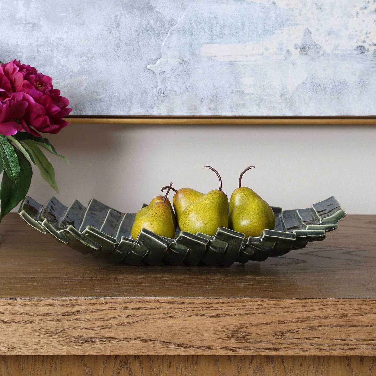 Uttermost Harbor Ridge Olive Green Bowl