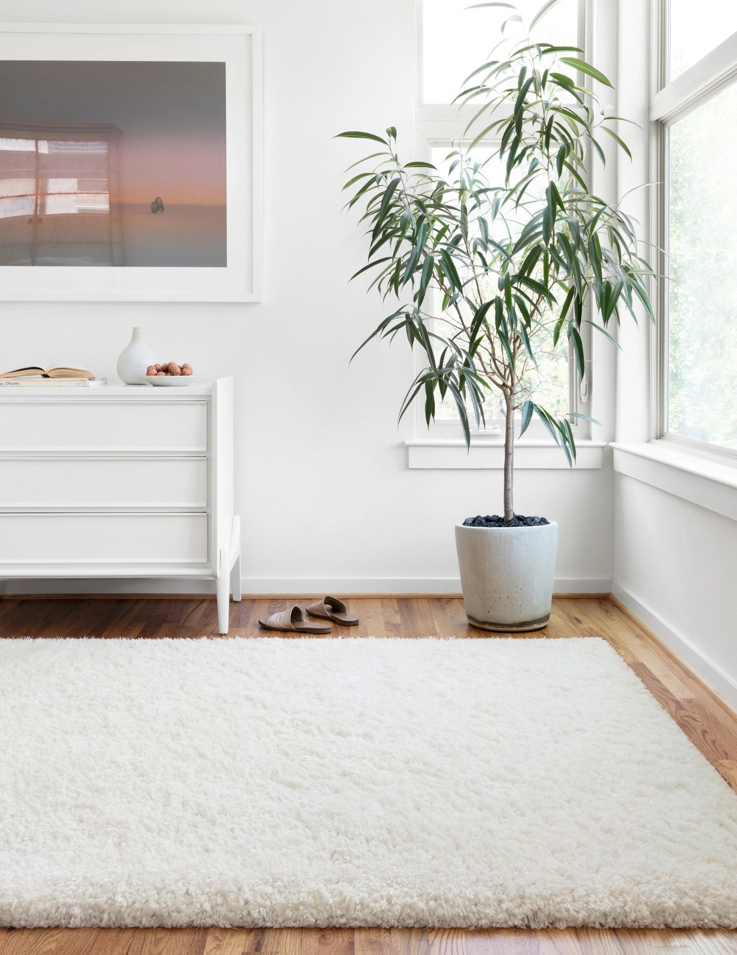 Loloi Mila Shag White 5'-0" x 7'-6" Area Rug