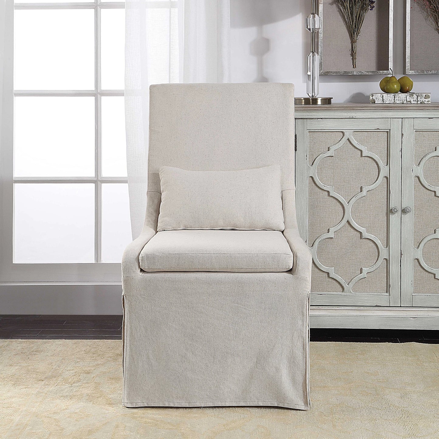Uttermost Coley White Linen Armless Chair