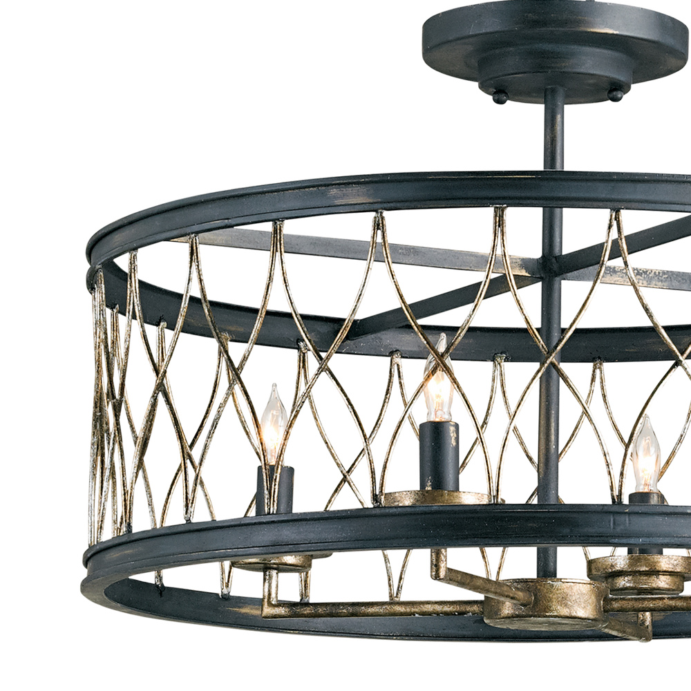 Crisscross Black Semi-Flush Mount
