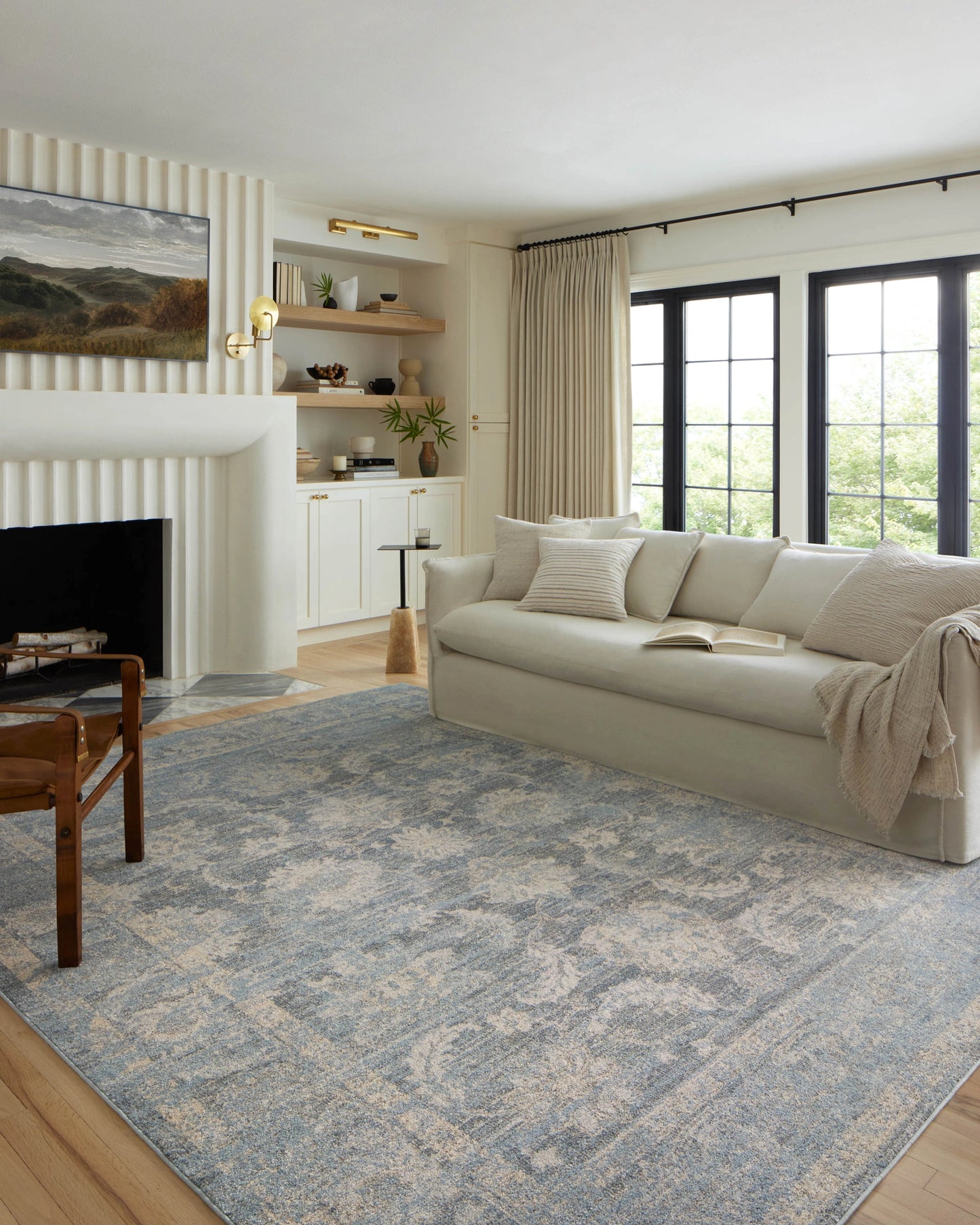 Loloi Odette Sky / Beige 2'-7" x 16'-0" Runner Rug