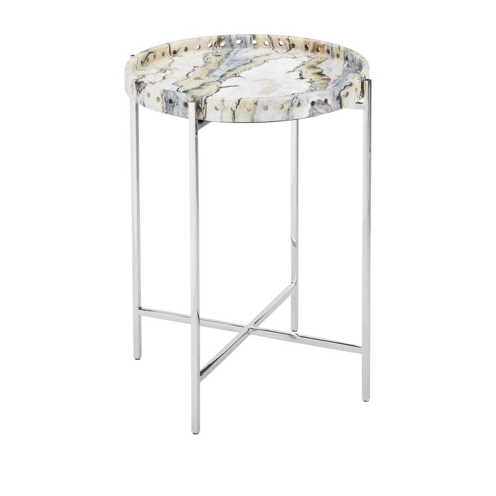 Freya Floral Jade Marble Accent Table