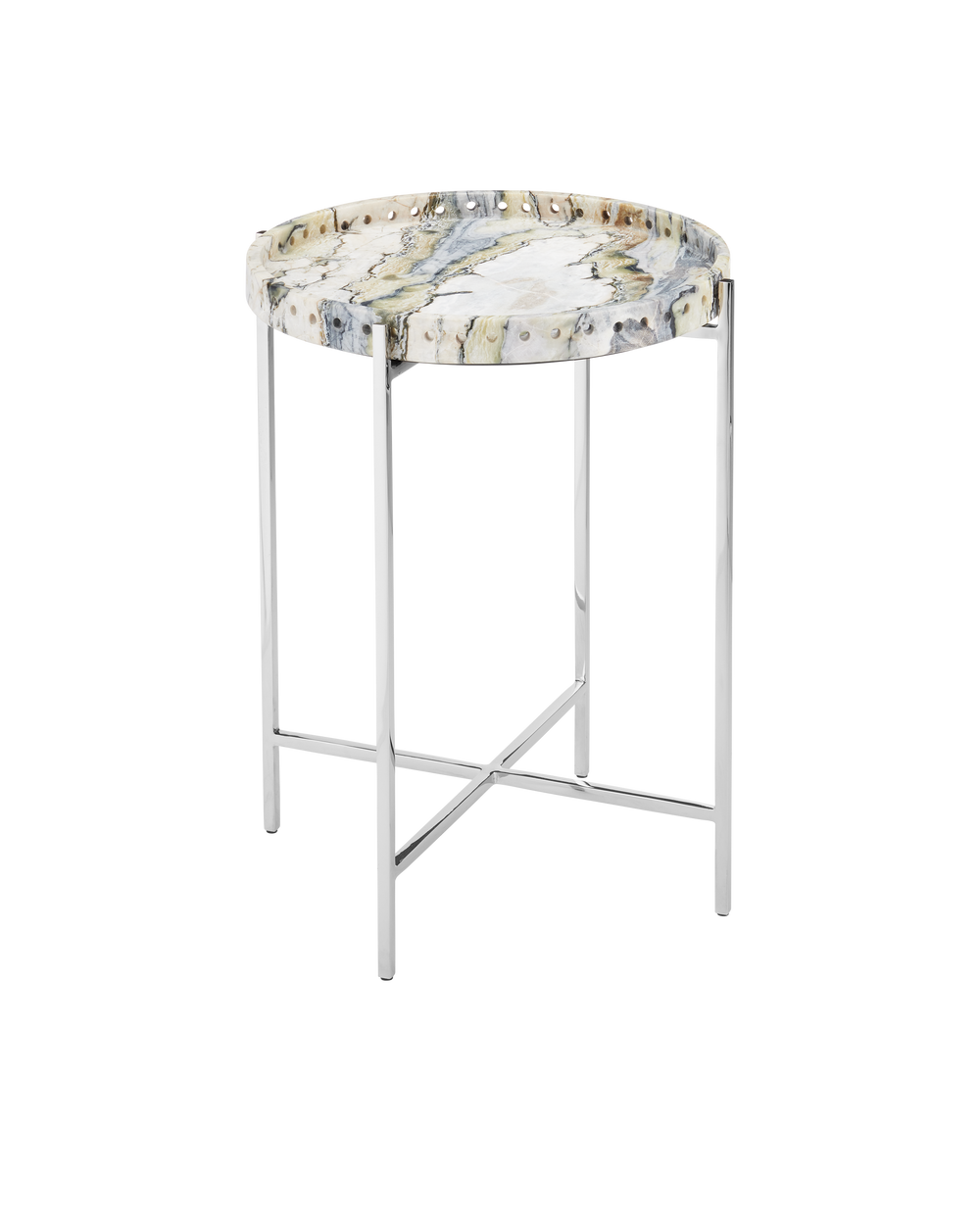 Freya Floral Jade Marble Accent Table