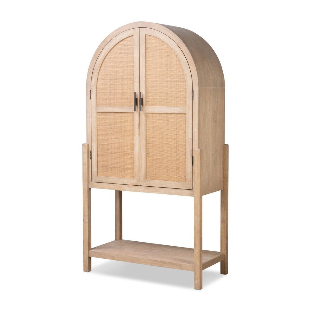 Caprice Tall Bar Cabinet - Light Natural Parawood Veneer
