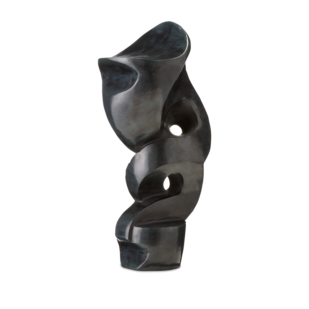 Roland Black Marble Abstract Sculpture.