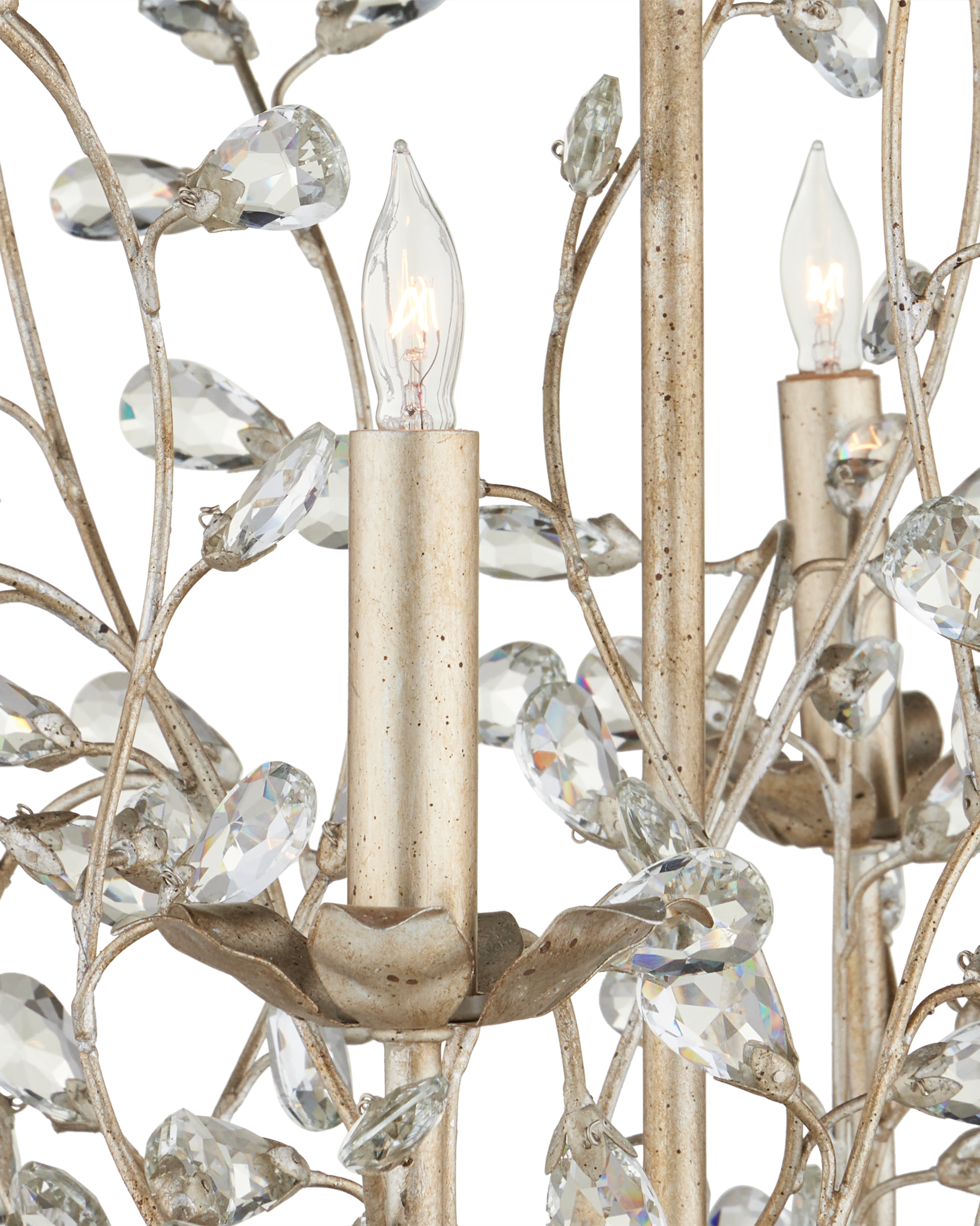 Crystal Bud Small Silver Chandelier - Thumbnail 4