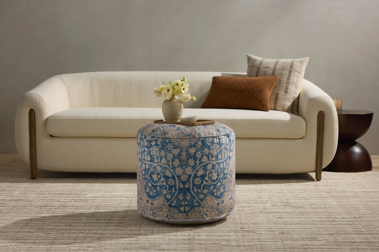 Loloi LPF211 Blue / Tangerine 18x 18 x 20 Pouf
