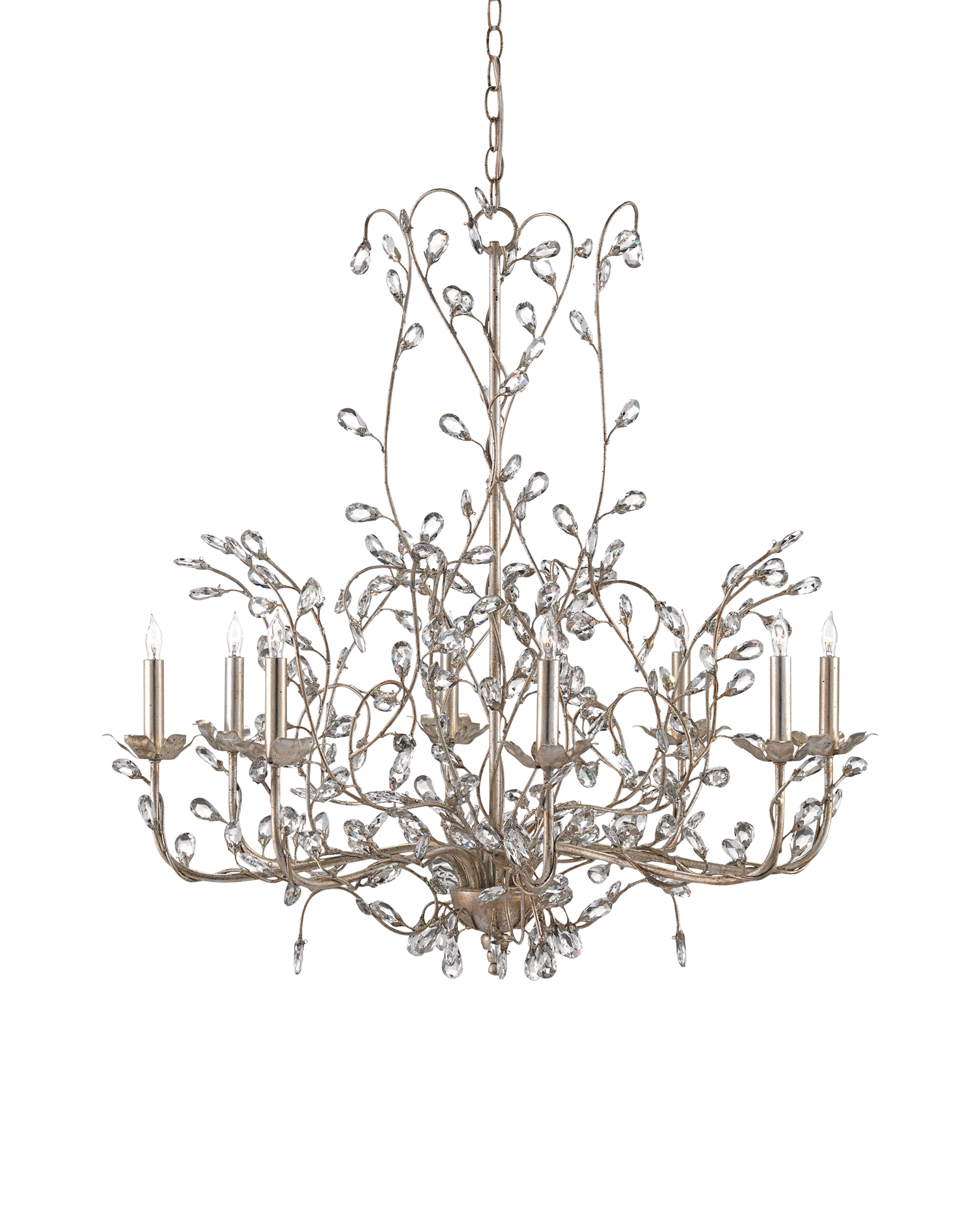 Crystal Bud Large Silver Chandelier - Thumbnail 4