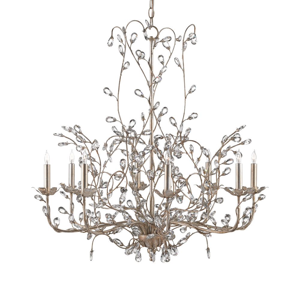 Crystal Bud Large Silver Chandelier