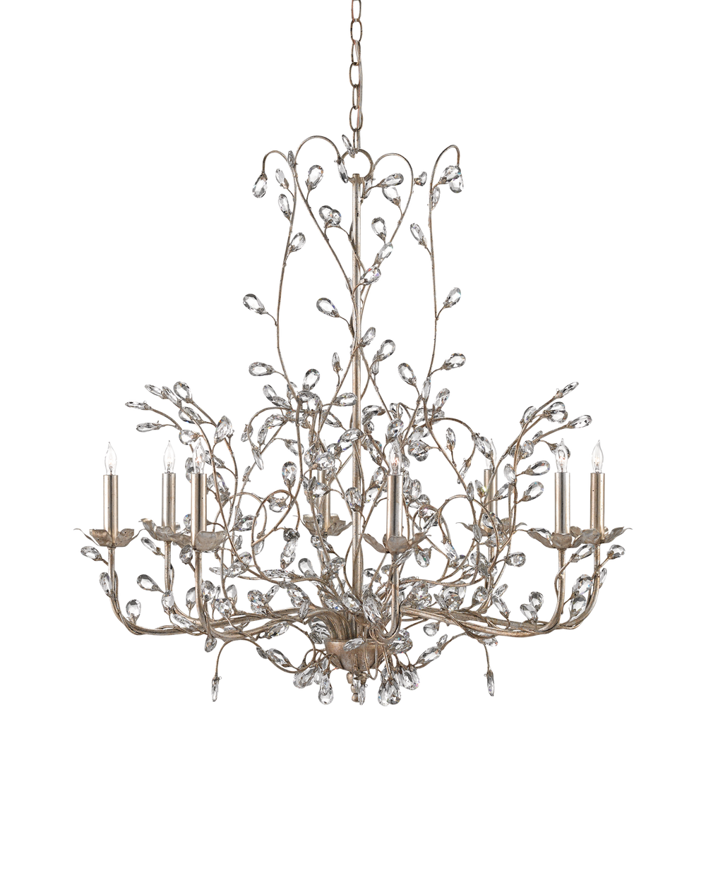 Crystal Bud Large Silver Chandelier
