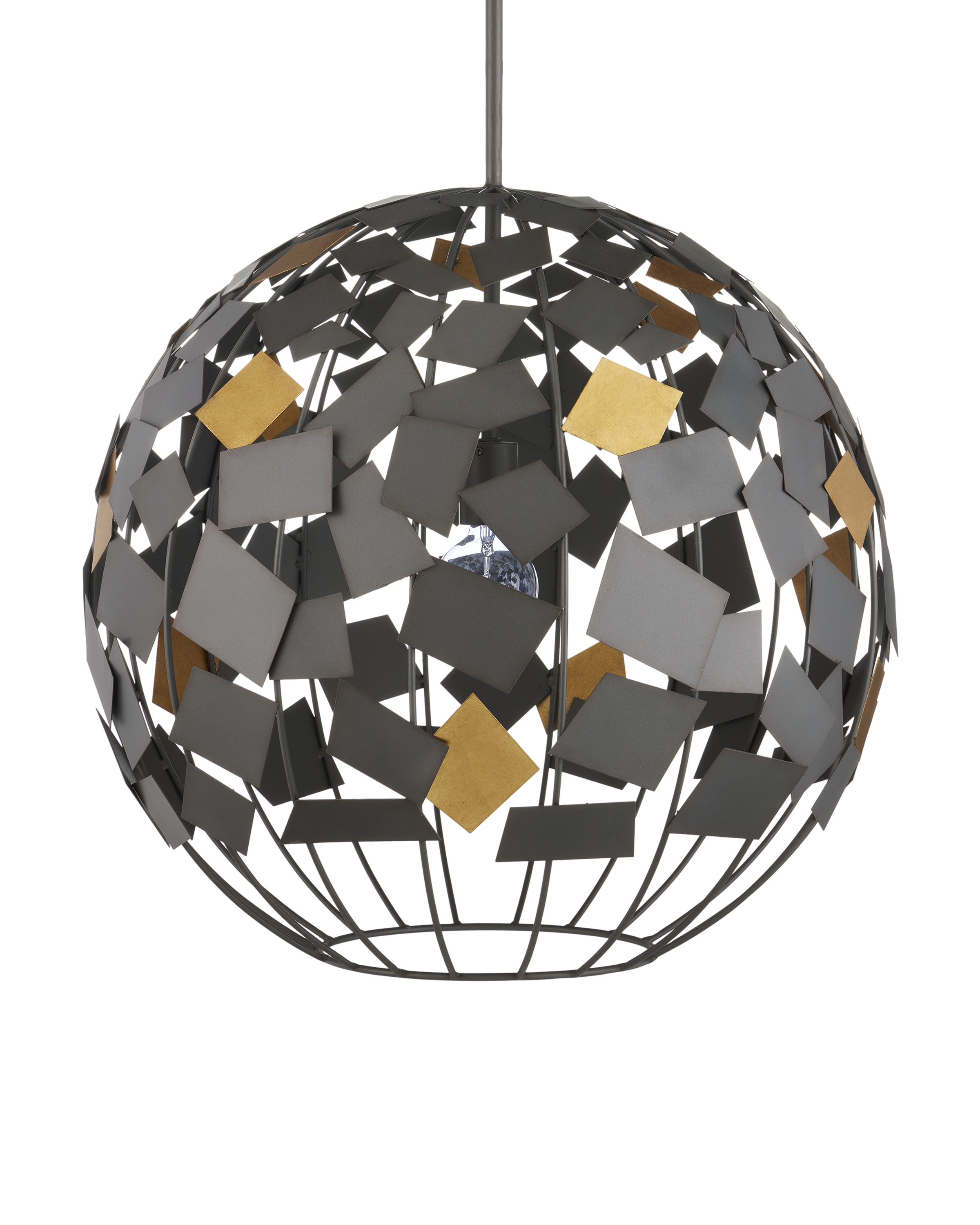 Moon Night Gray & Gold Orb Chandelier - Thumbnail 3