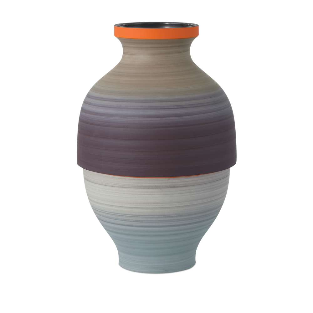 
                      
                        Happy 80's Gray, Beige, Orange & Blue Vase Set of 3.
                      
                    