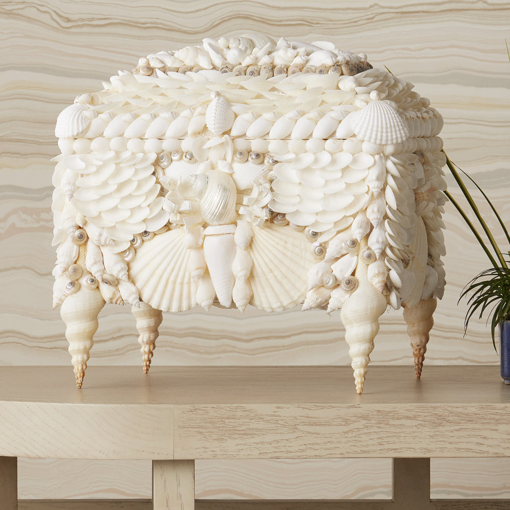 Boardwalk White Shell Jewelry Box.