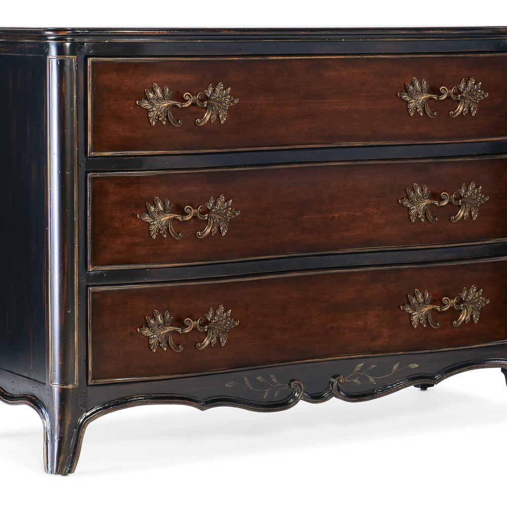 Charleston Three-Drawer Accent Chest - Black Cherry