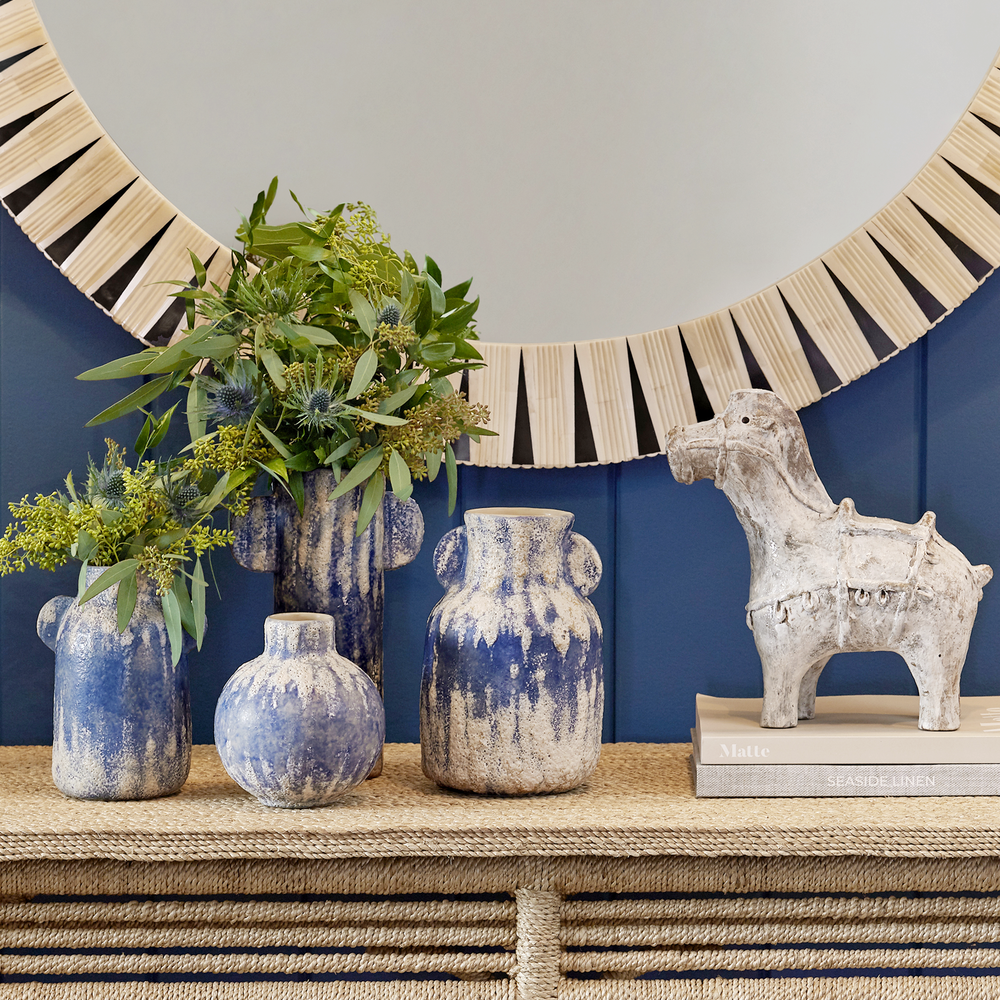 
                      
                        Paros Blue Vase Set of 4.
                      
                    
