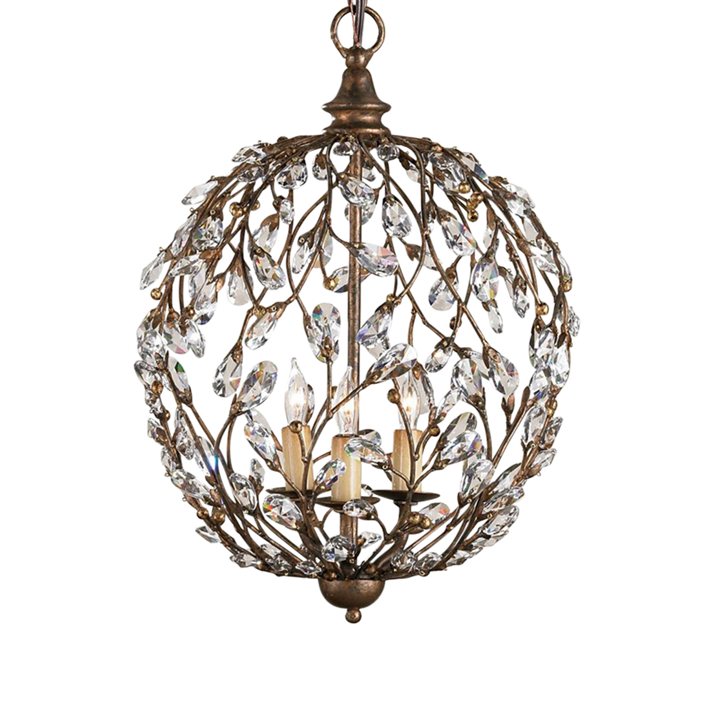Crystal Bud Gold Orb Chandelier