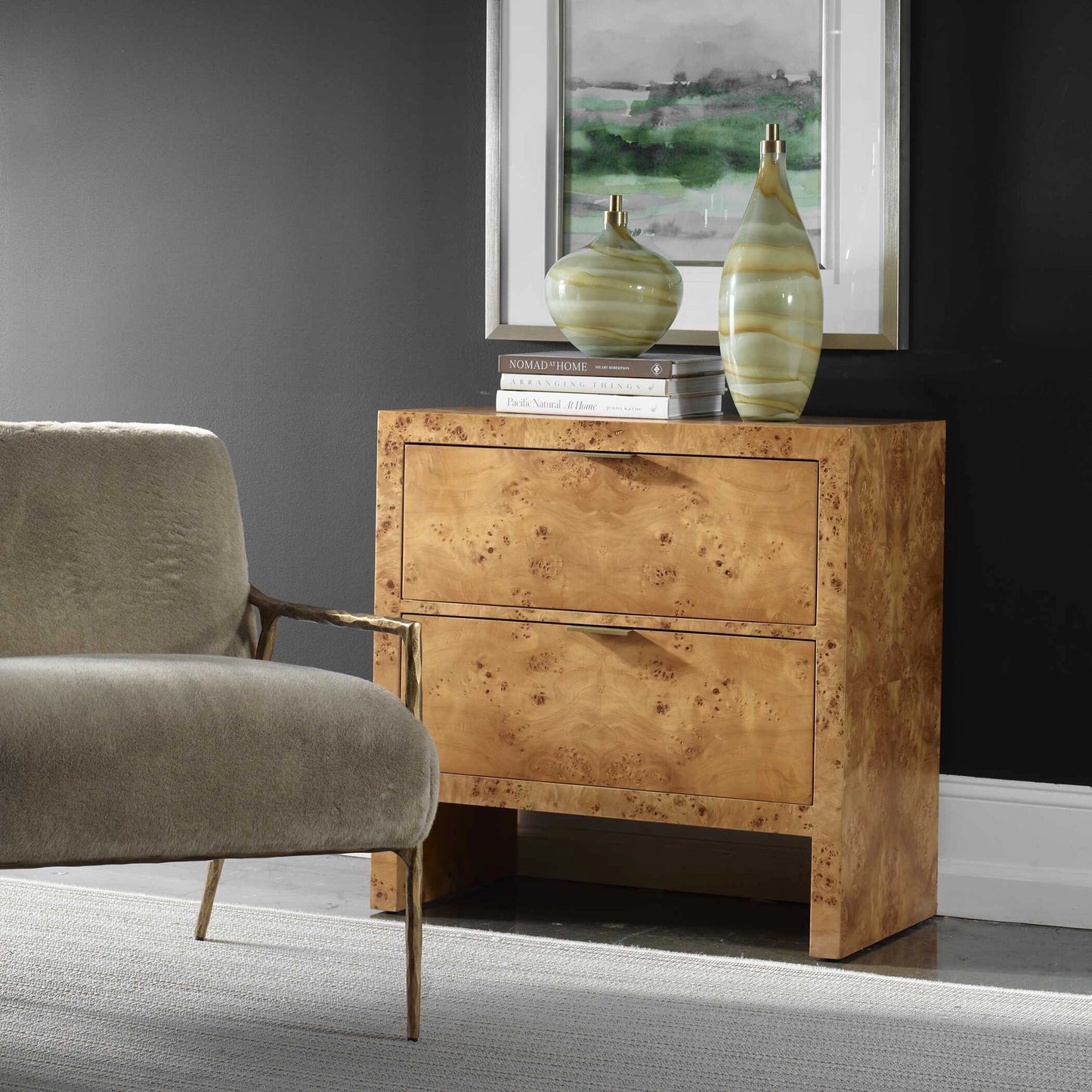 Uttermost Indus 2 Drawer Burl Chest