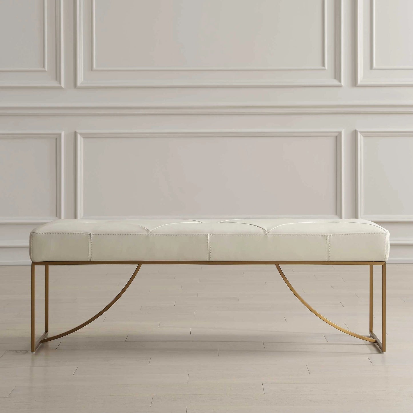 Uttermost Swale Ivory Leather Bench