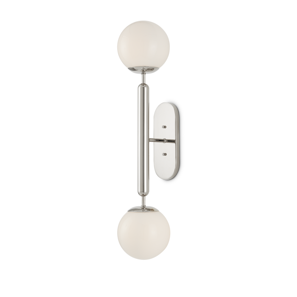 Barbican Double-Light Nickel Wall Sconce.