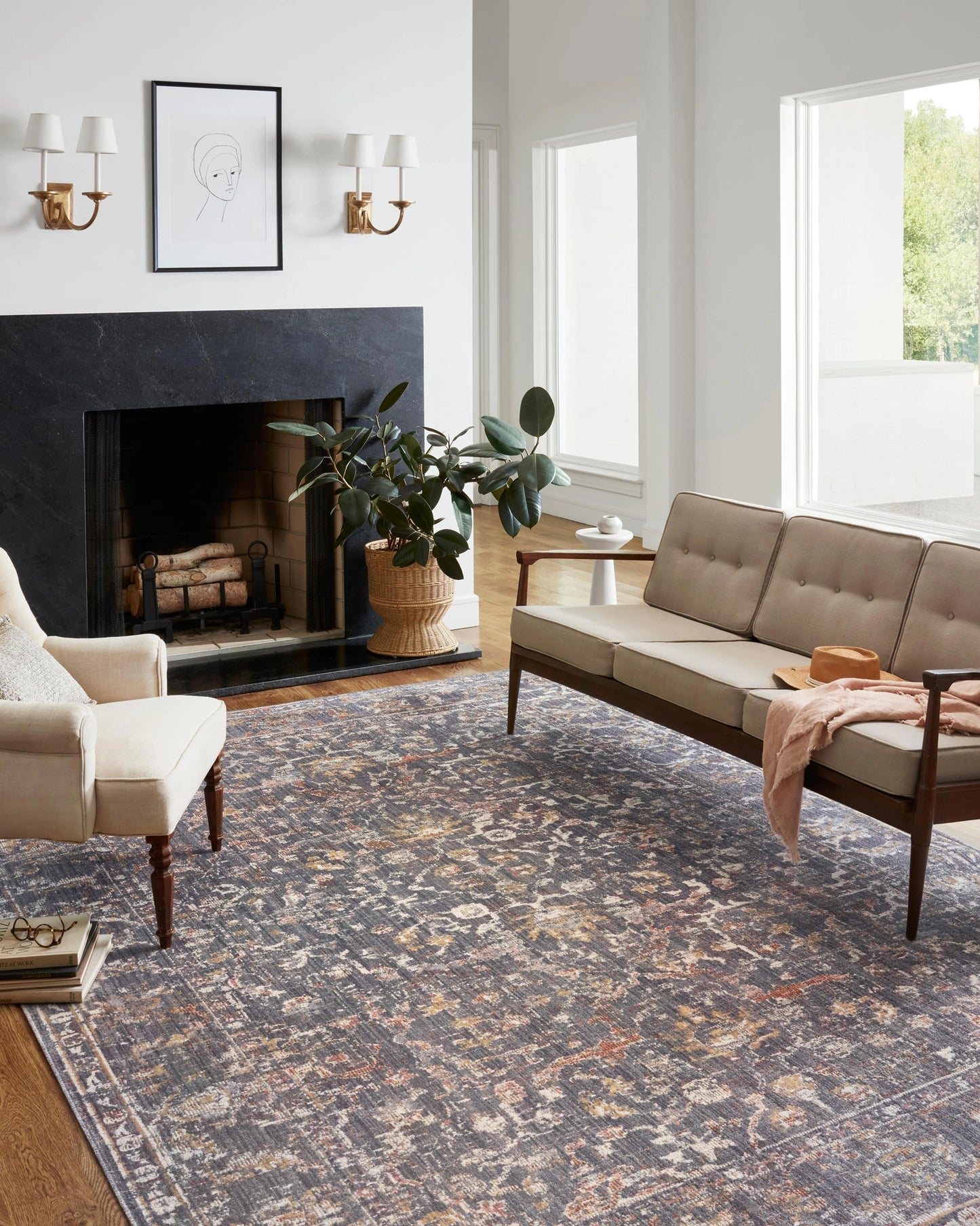 Chris Loves Julia x Loloi Rosemarie Graphite / Multi 6'-3" x 9' Area Rug