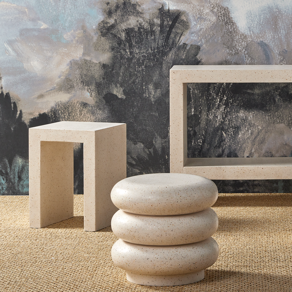 Carson Ivory Terrazzo Accent Table.