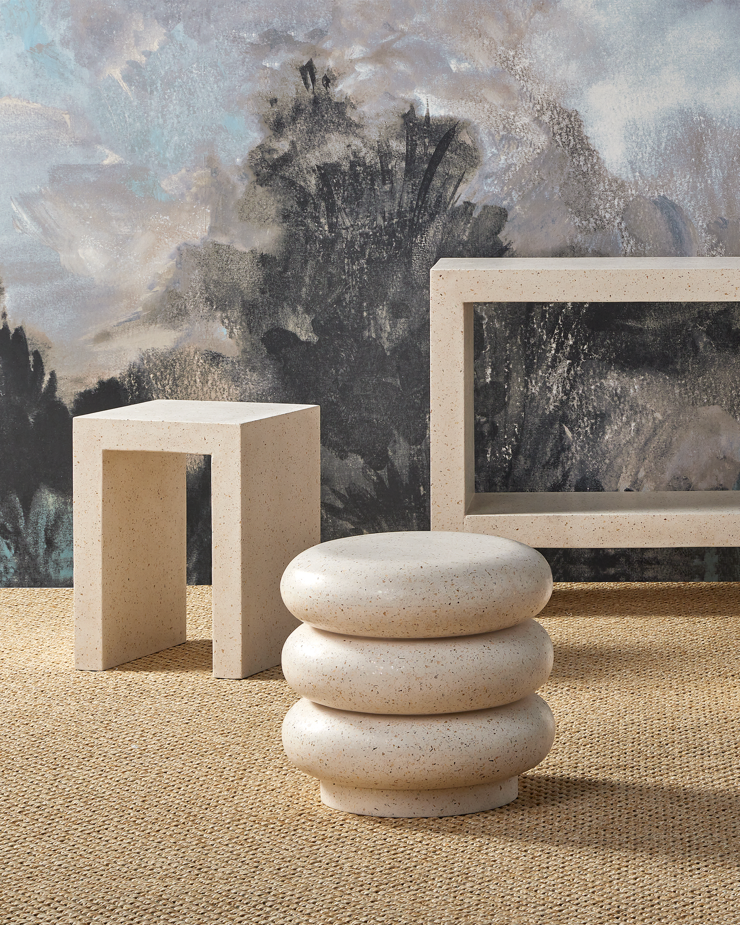 Carson Ivory Terrazzo Accent Table.
