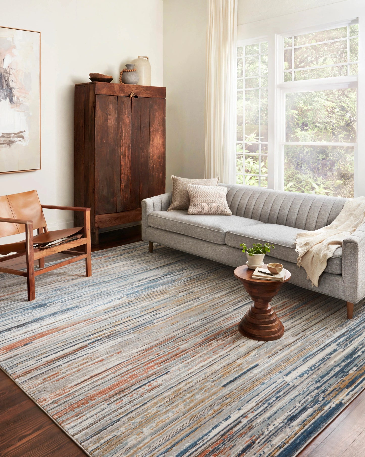 Loloi Bianca Pebble / Multi 2'-8" x 10'-6" Runner Rug