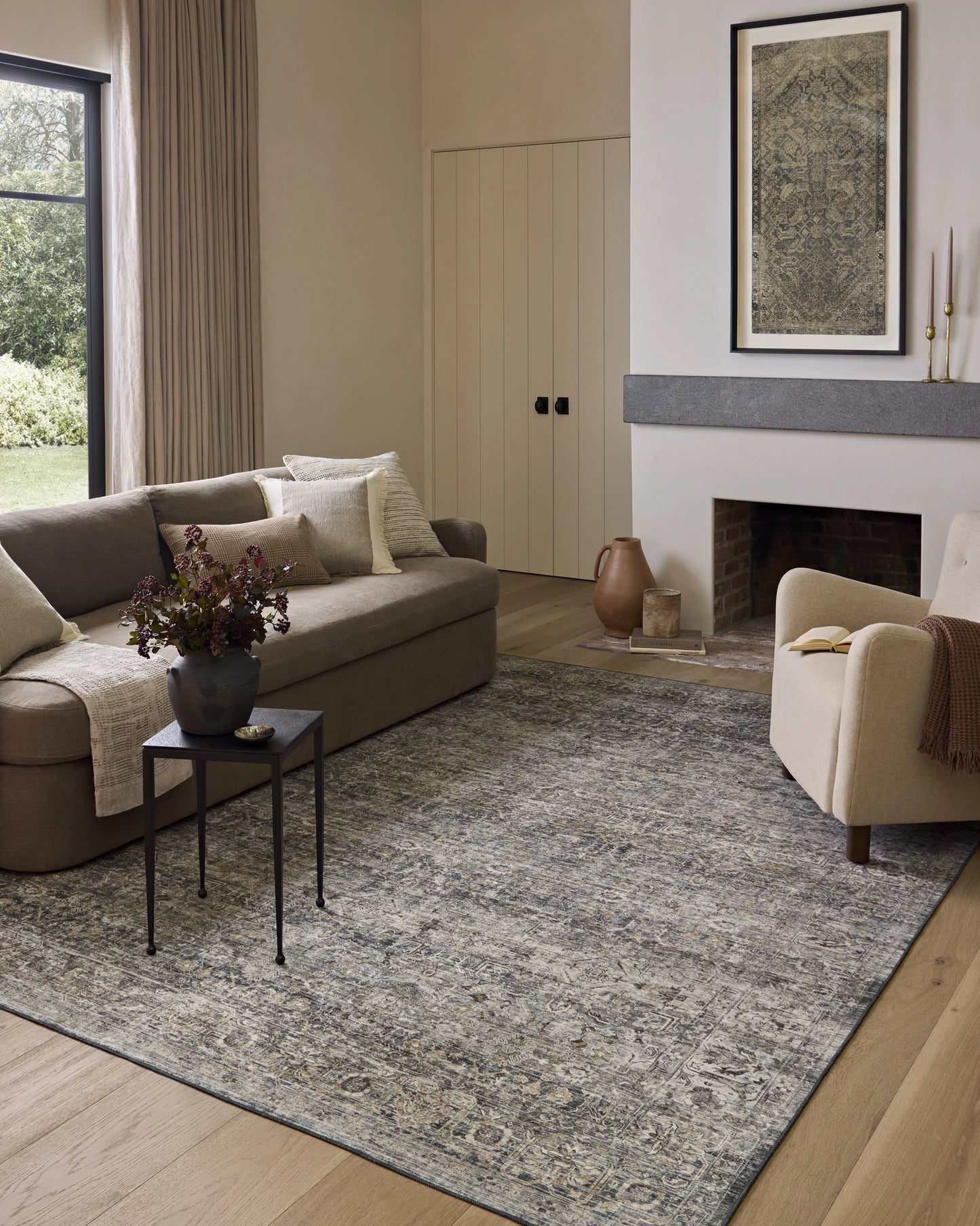 Amber Lewis x Loloi Josie Dove / Gold 6'-0" x 9'-0" Machine Washable Area Rug