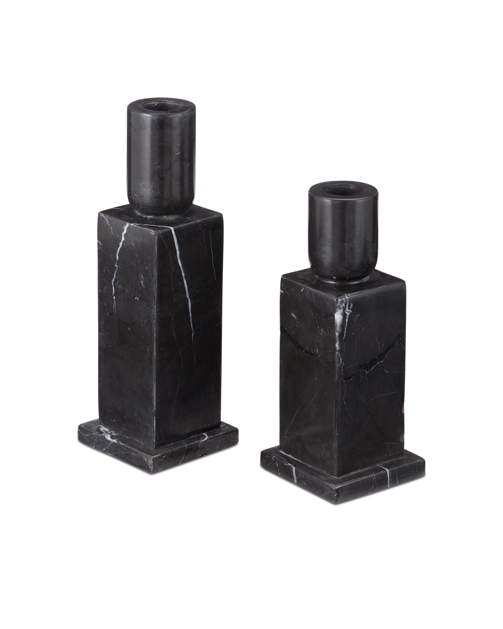 Lithos Black Candle Holder Set of 2