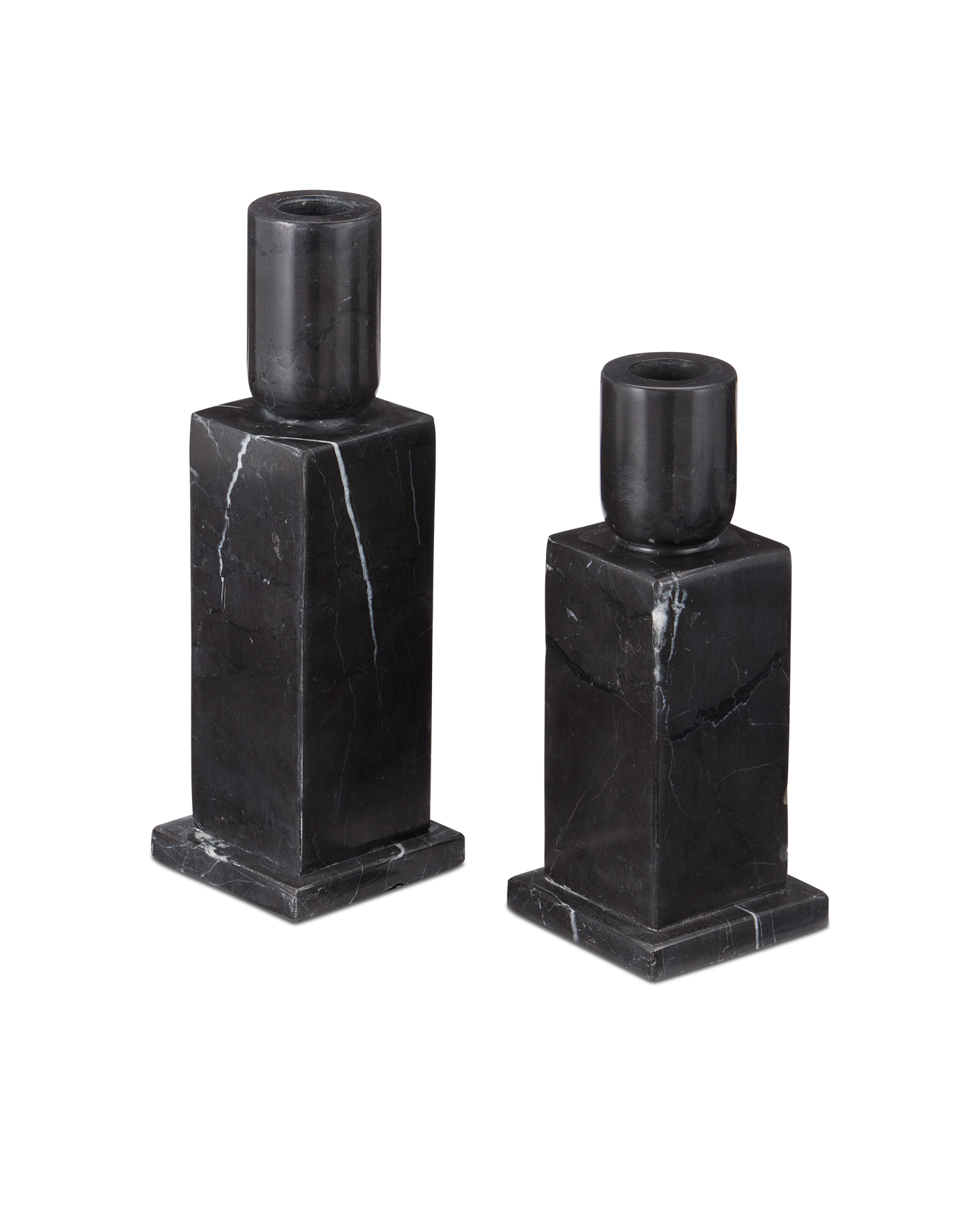Lithos Black Candle Holder Set of 2