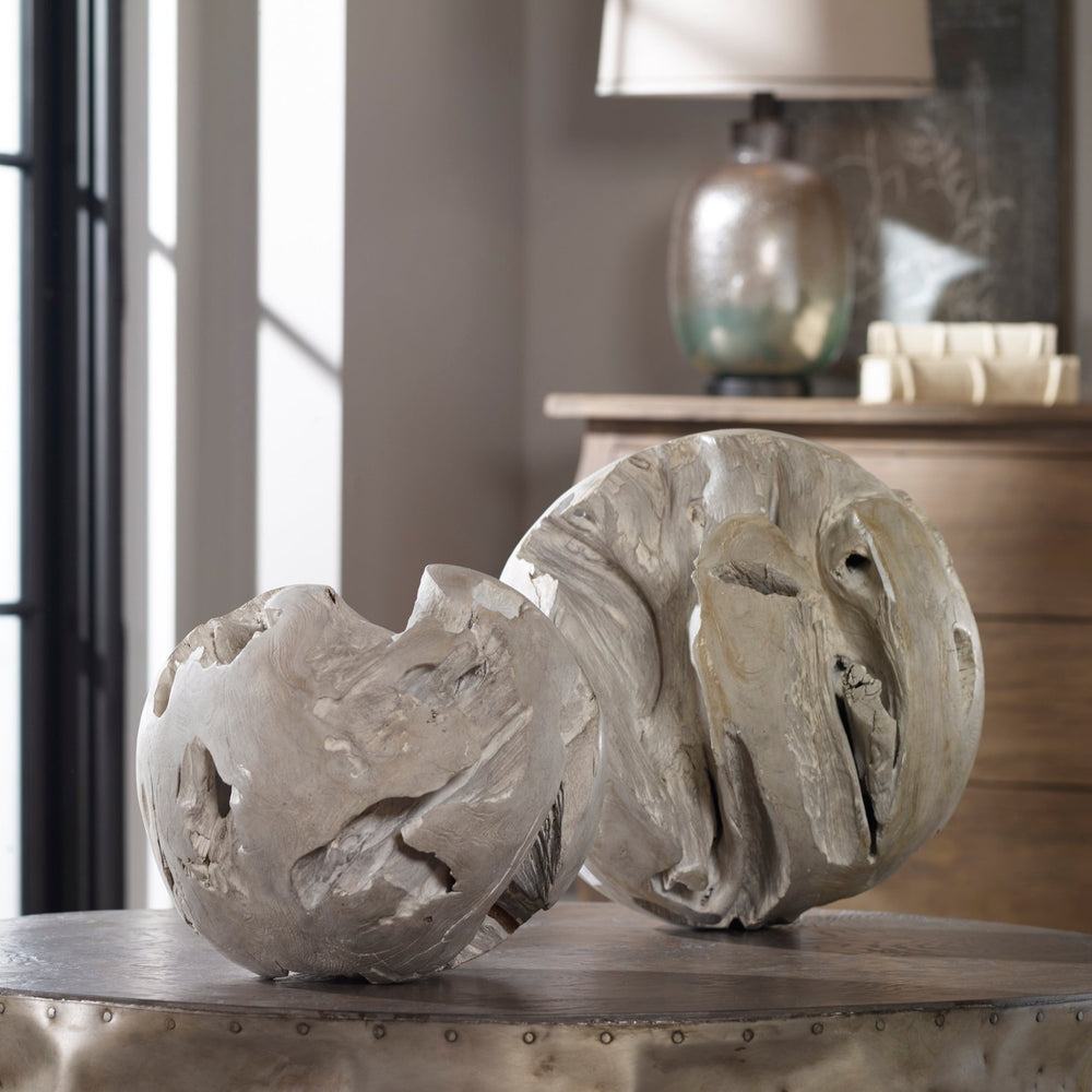 Ermanno Teak Balls S/2 - #shop_name Accessories, Accent Decor