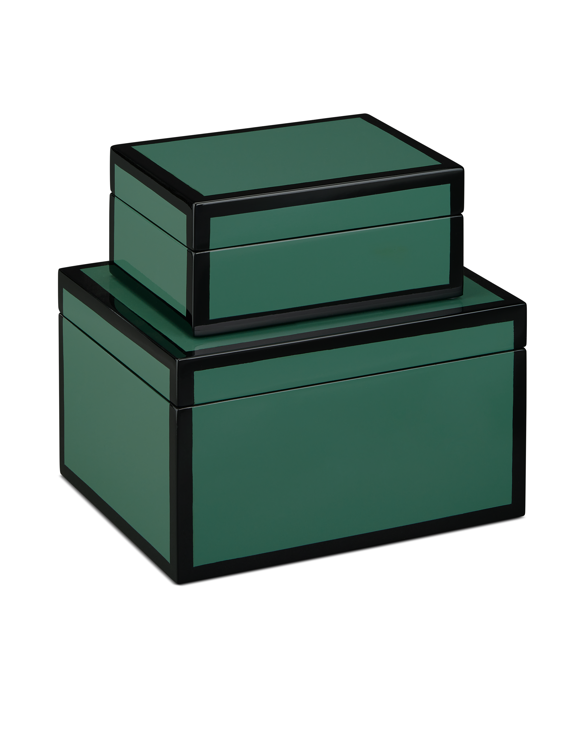 Green Lacquer Box Set of 2