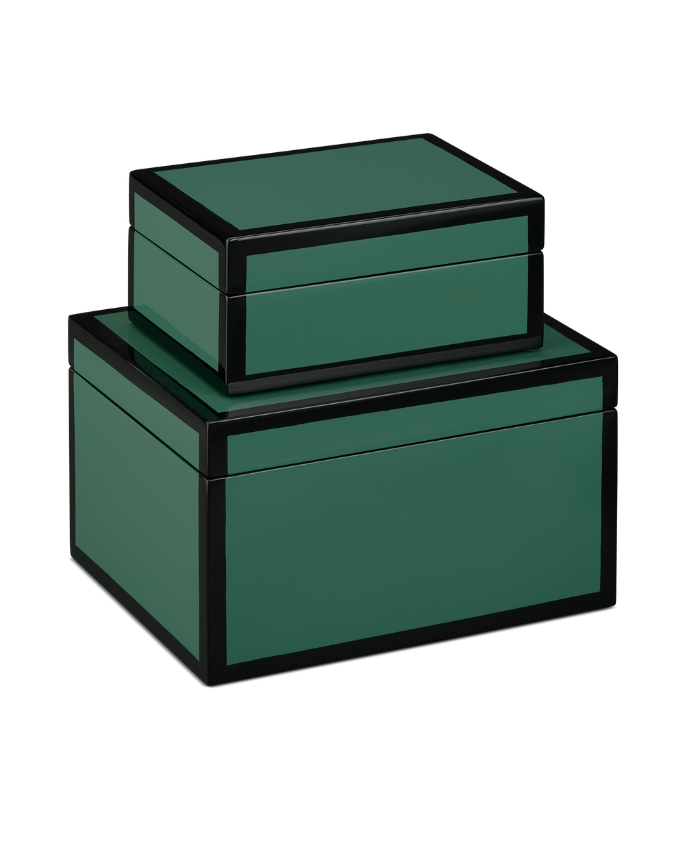 Green Lacquer Box Set of 2.