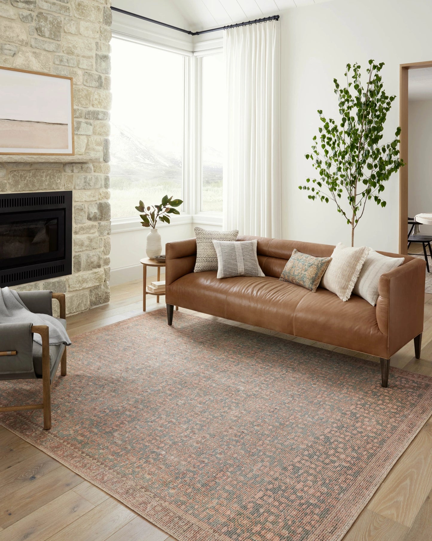 Angela Rose x Loloi Aubrey Blue / Terracotta 18" x 18" Sample Rug