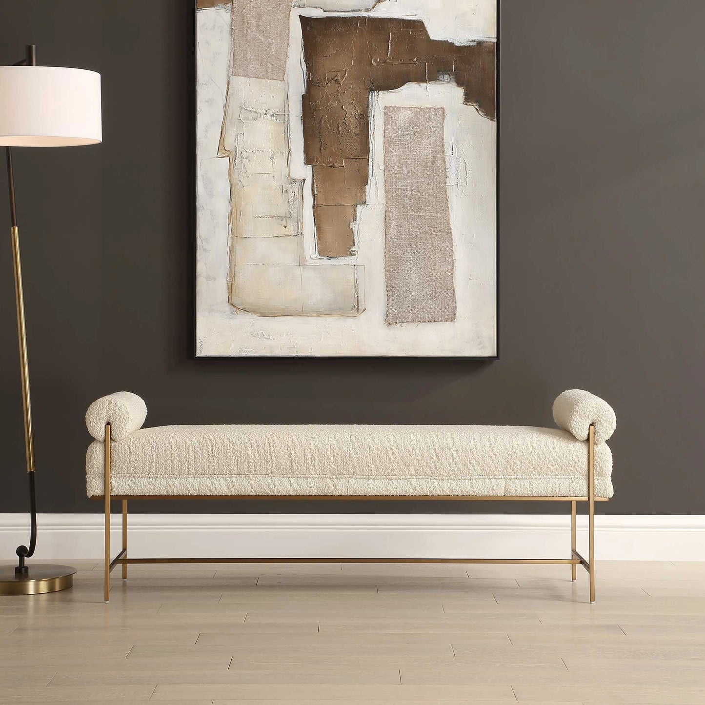Uttermost Bolster Pearl White Bench