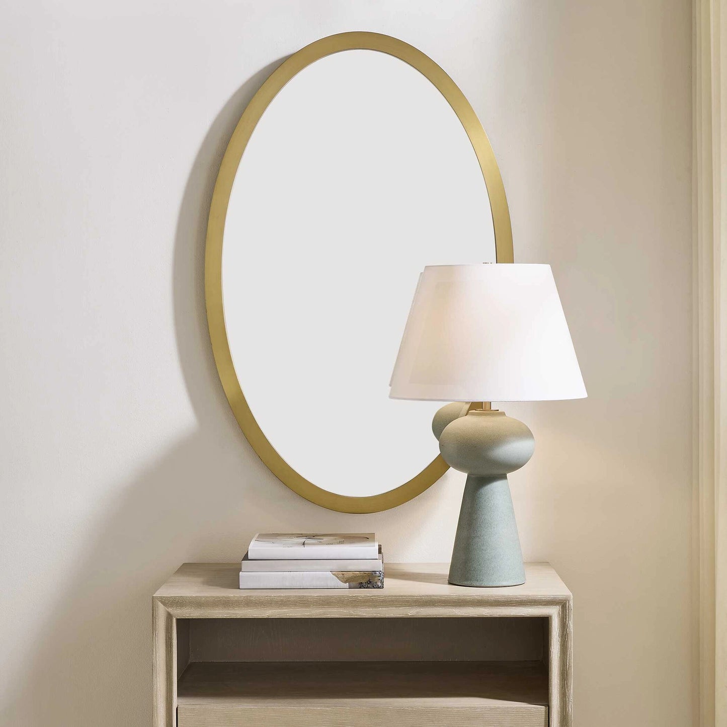 Uttermost Elstree Antique Brass Oval Mirror
