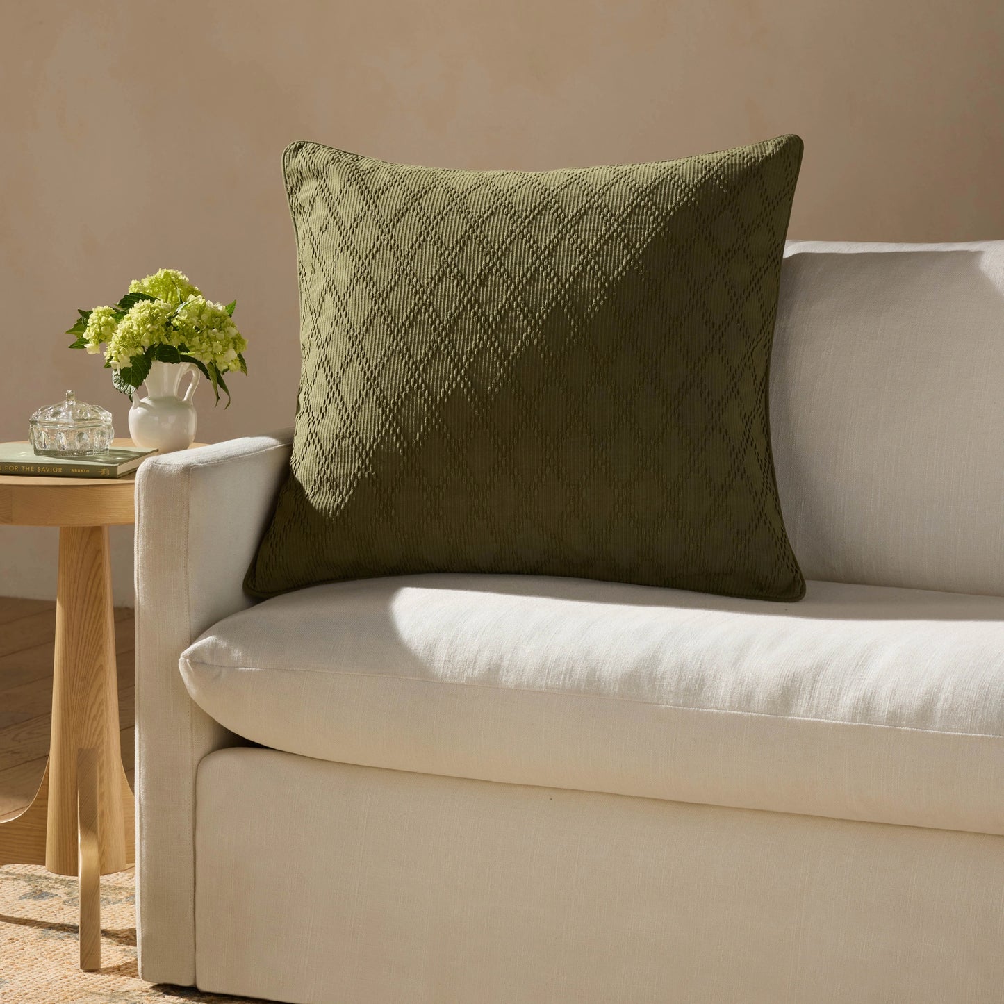 Chris Loves Julia x Loloi Cary Green 26'' x 26'' Cover w/Down Pillow
