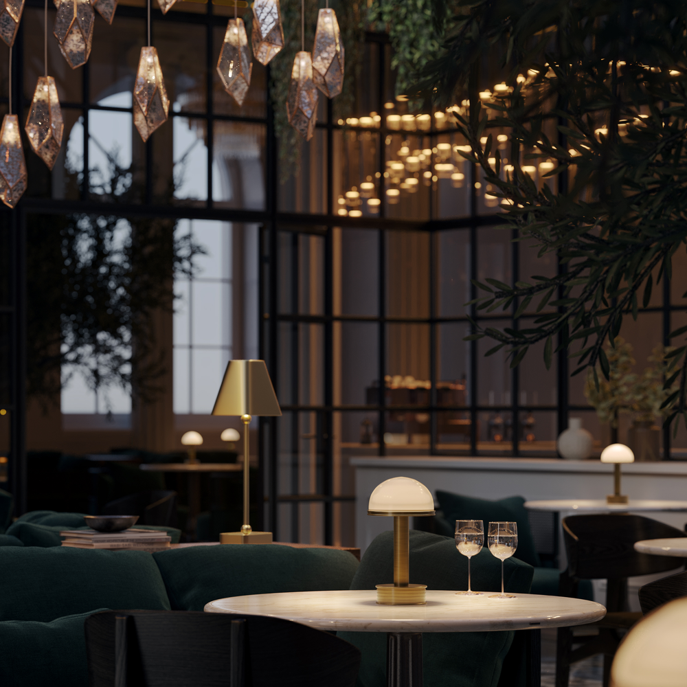 
                      
                        Promenade Brass Cordless Table Lamp.
                      
                    