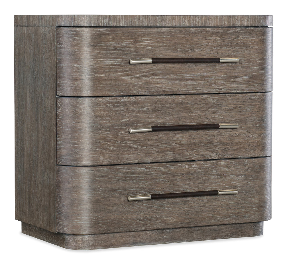 Modern Mood Three Drawer Nightstand - Mink Finish.