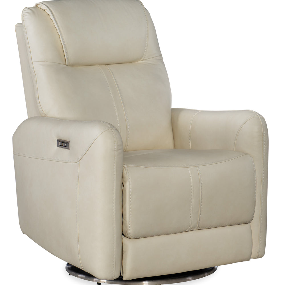 Steffen Swivel Power Recliner with Power Headrest - Aline Snow