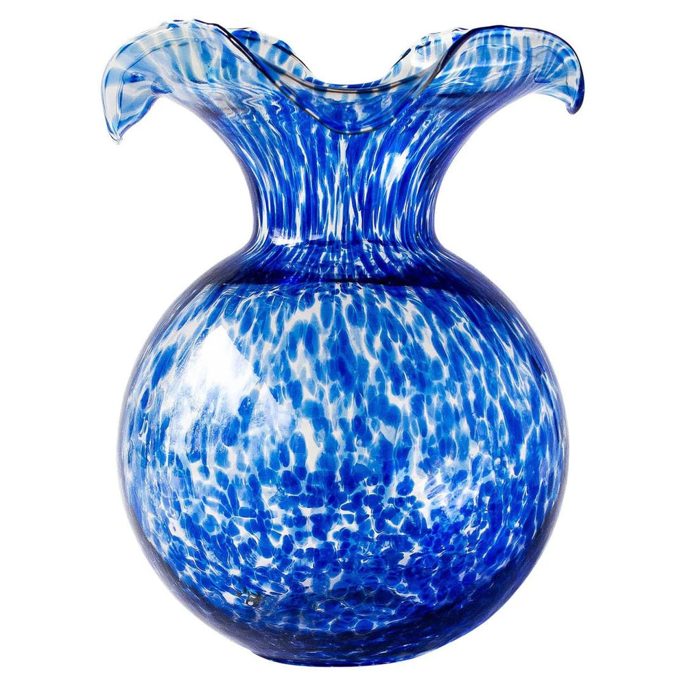 Hibiscus Glass Cobalt Tortoiseshell Large Fluted Vase - #shop_name Accessory