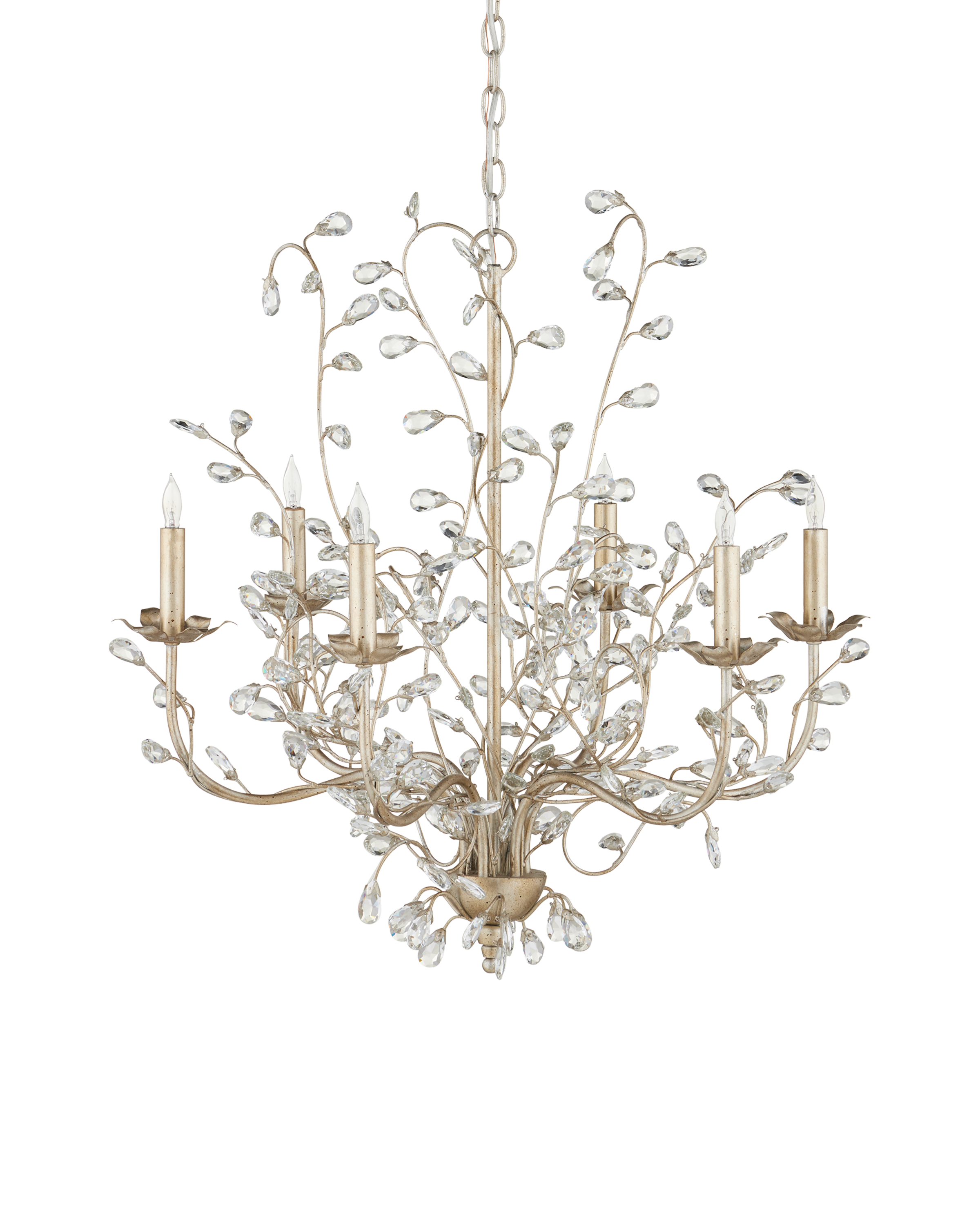Crystal Bud Medium Silver Chandelier