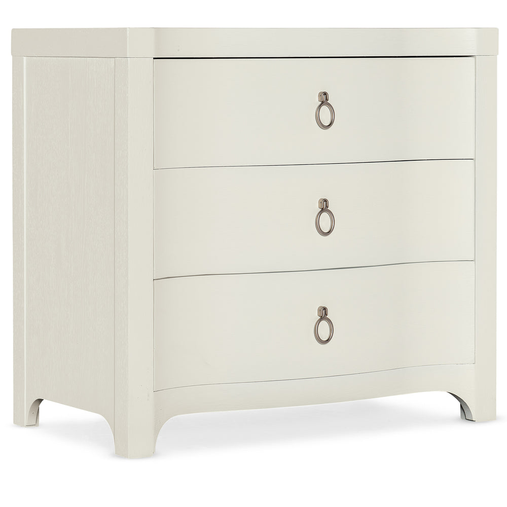 Serenity Antigua Three Drawer Nightstand - White.