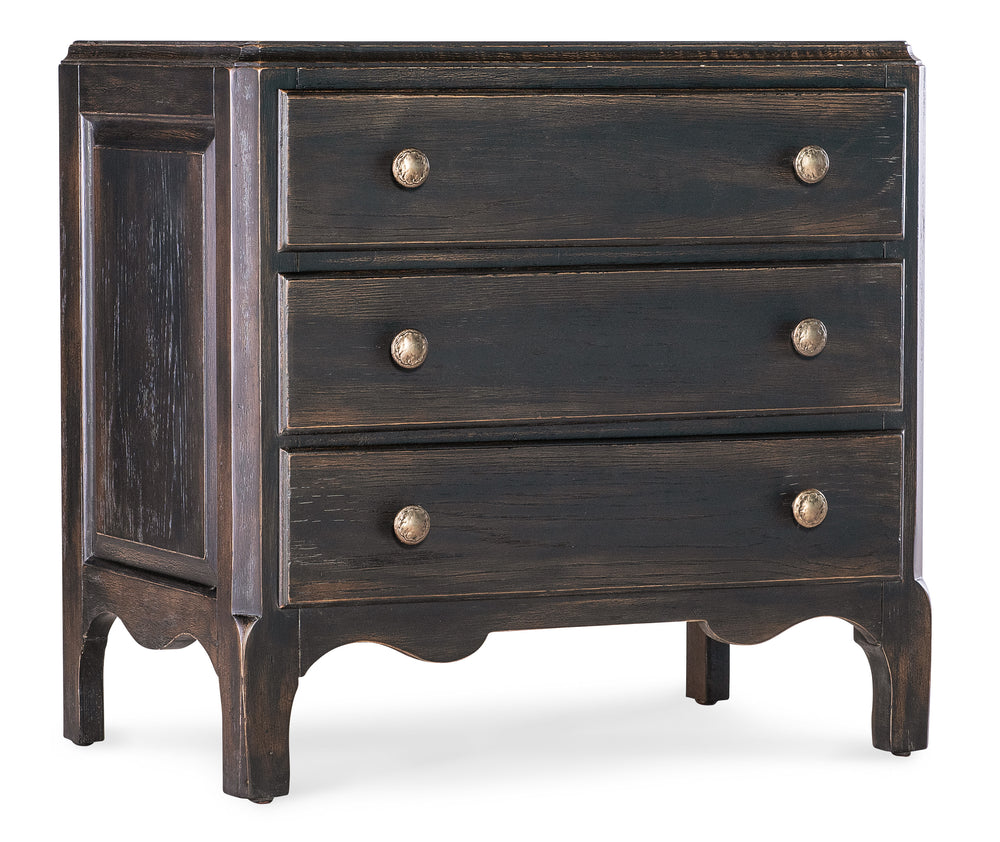 Americana Three-Drawer Nightstand - Black
