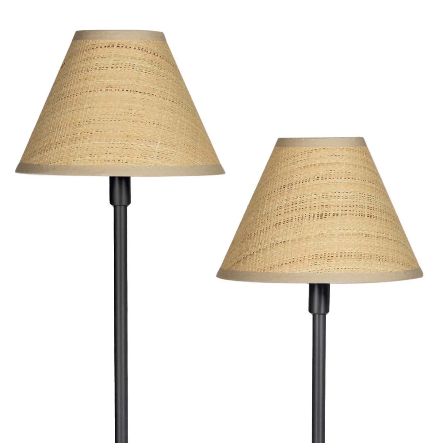 Polly Double Arm Table Lamp (Blackened Brass with Rattan Shade)