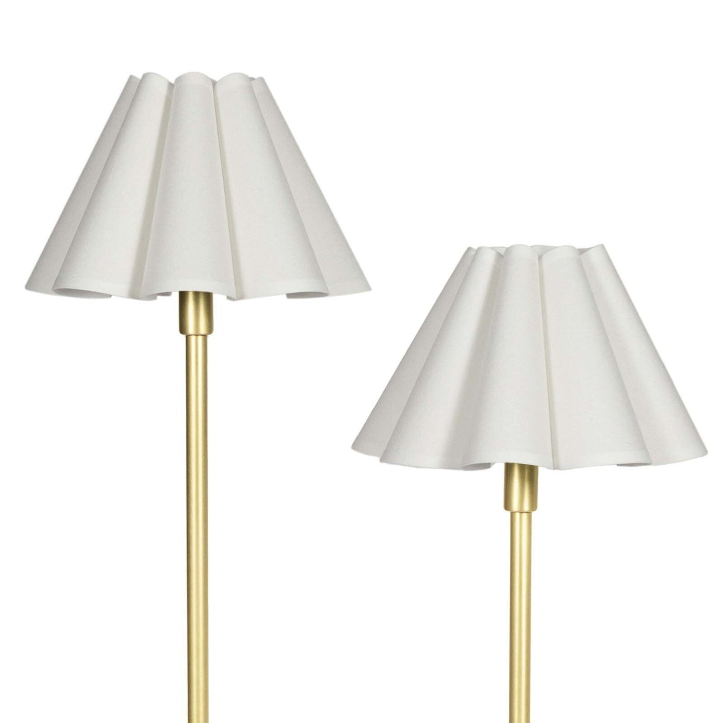 Polly Double Arm Table Lamp (Natural Brass with White Shade)