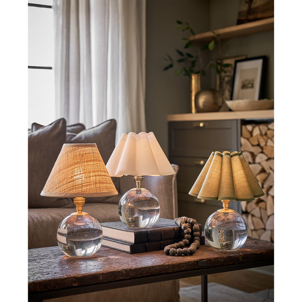 Giorgio Crystal Mini Lamp (Natural Brass with Rattan Shade).