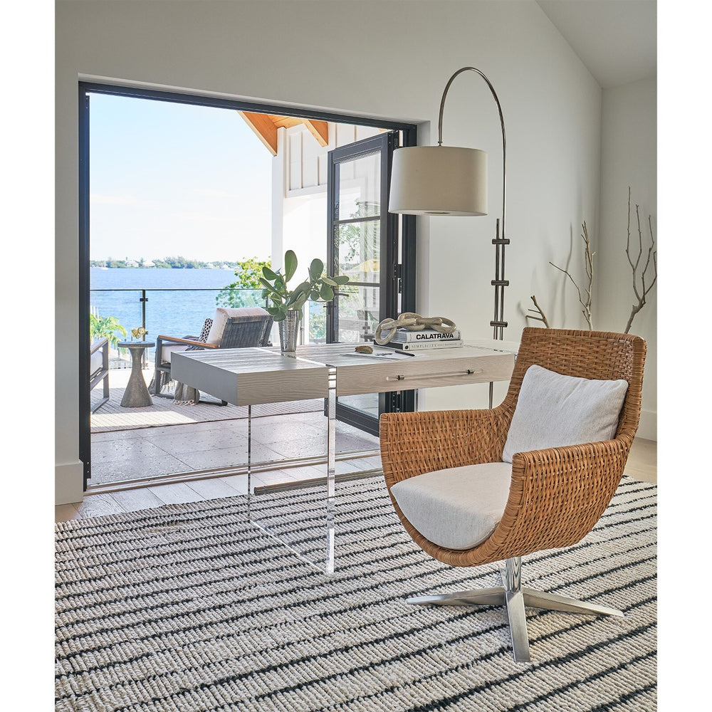 
                      
                        Arc Floor Lamp With Fabric Shade (Polished Nickel).
                      
                    