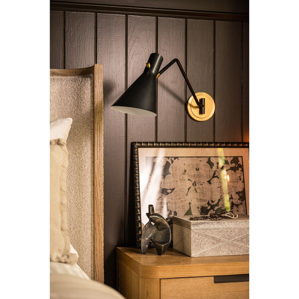 
                      
                        Spyder Single Arm Sconce (White and Natural Brass)
                      
                    