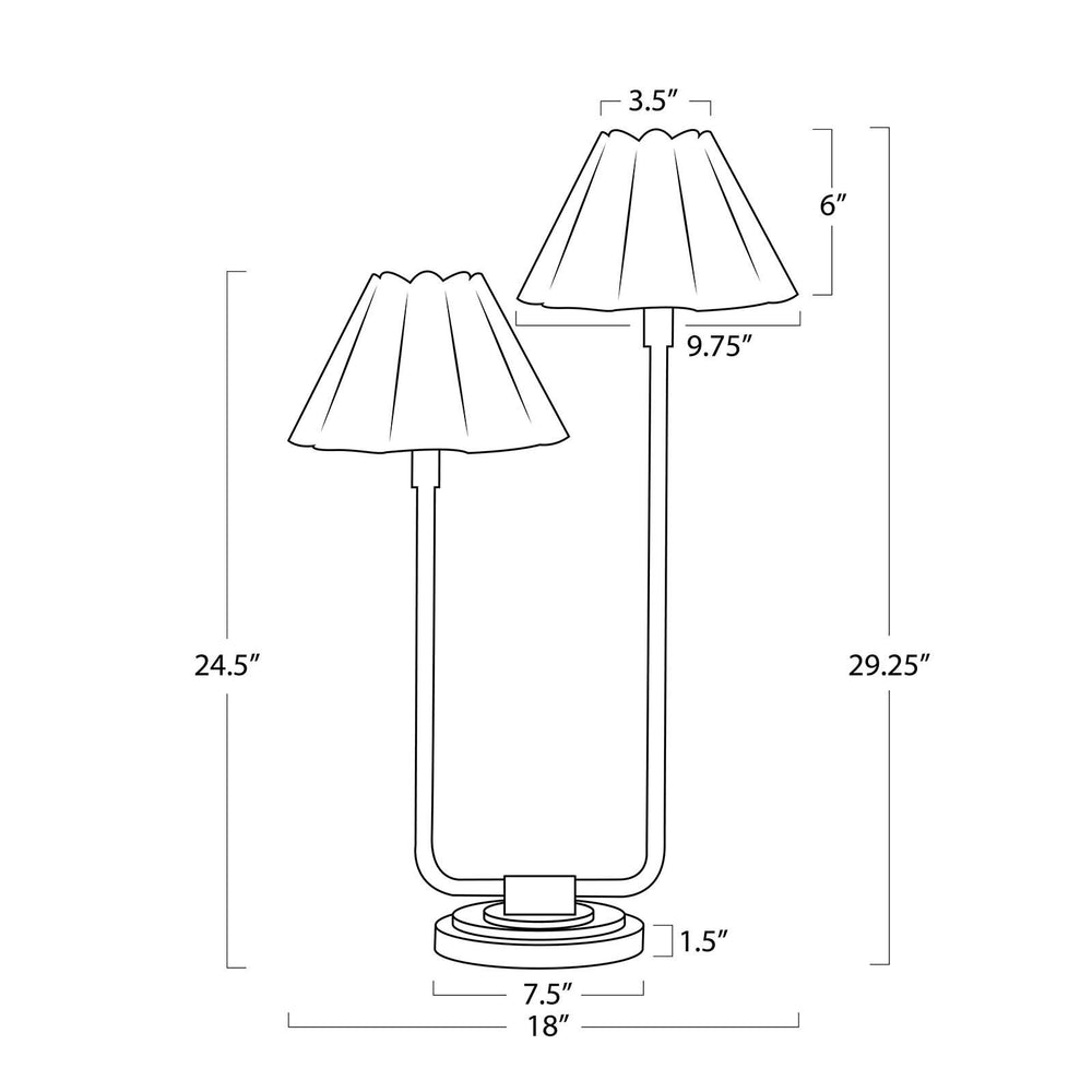 
                      
                        Polly Double Arm Table Lamp (Blackened Brass with White Shade)
                      
                    